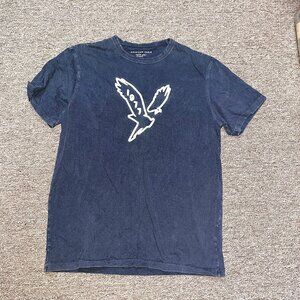 MENS SIZE S SUPER SOFT AMERICAN EAGLE DARK BLUE 3D LOGO SHORT SLEEVE T-SHIRT